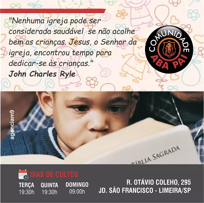 Arte criada para Campanha de Ministério Infantil Igreja Comunidade Aba Pai
