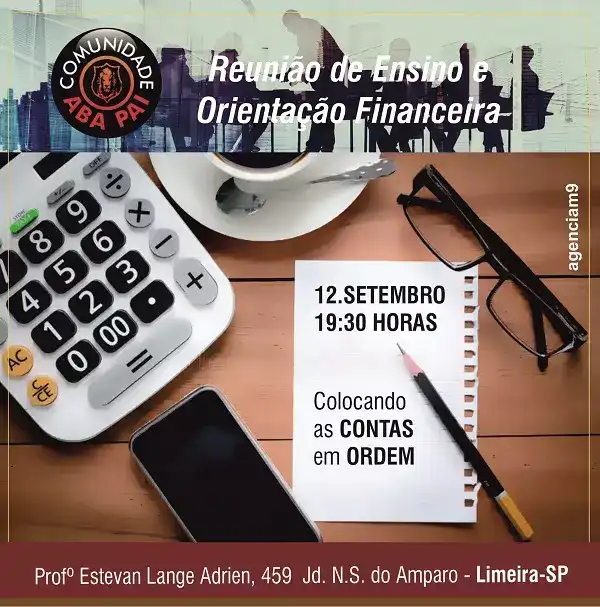 Arte criada para Divulgação de Reunião de Ensino e Orientação Financeira de Igreja Evangélica
