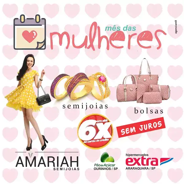 Arte criada para Promoção de Semijoias e Bolsas para o mês das Mulheres
