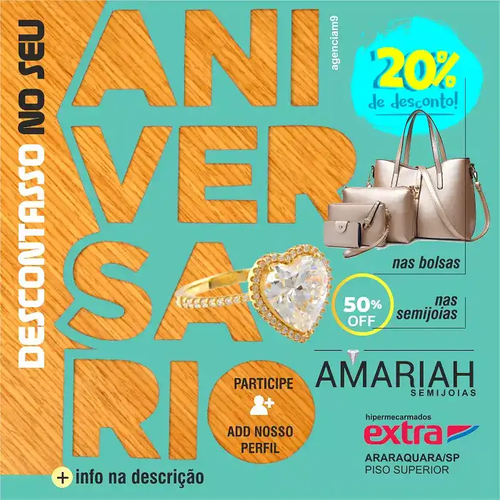 Arte de Promoção Descontasso no seu Aniversário criado para Loja de Semijoias
