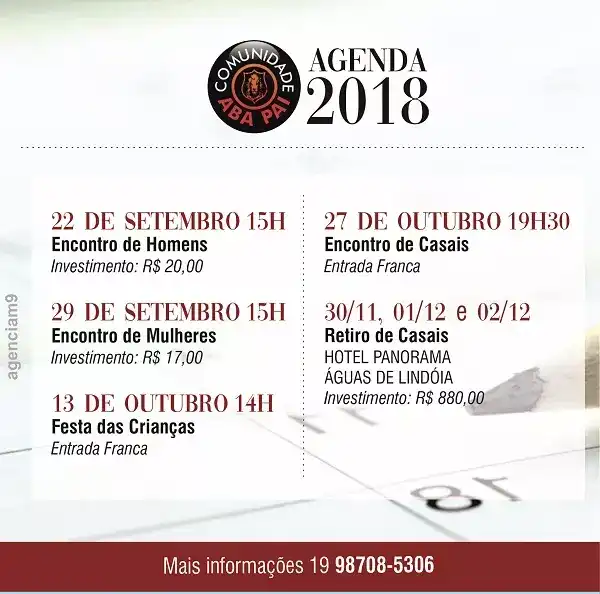 Arte para Rede Social criada para Agenda de 2018 da Igreja Evangélica Aba Pai
