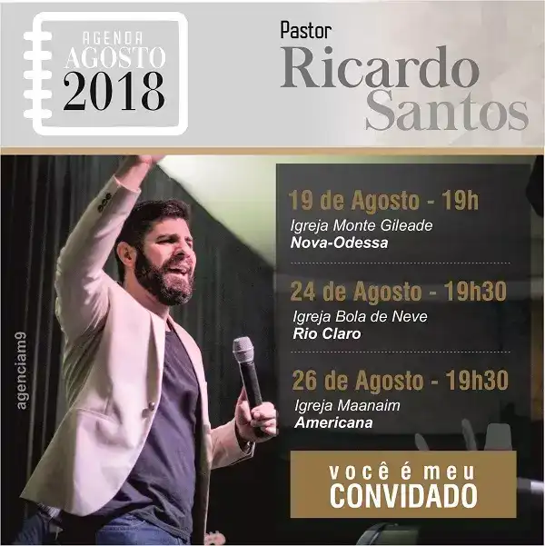 Arte para Rede Social criada para Agenda do Pastor Ricardo Santos da Igreja Aba Pai

