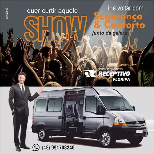 Arte sobre Serviço de Transporte para Show de Florianópolis Santa Catarina
