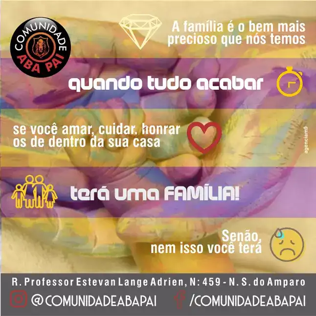 Arte sobre a importância da valorização da Família criado para Comunidade Evangélica Aba Pai
