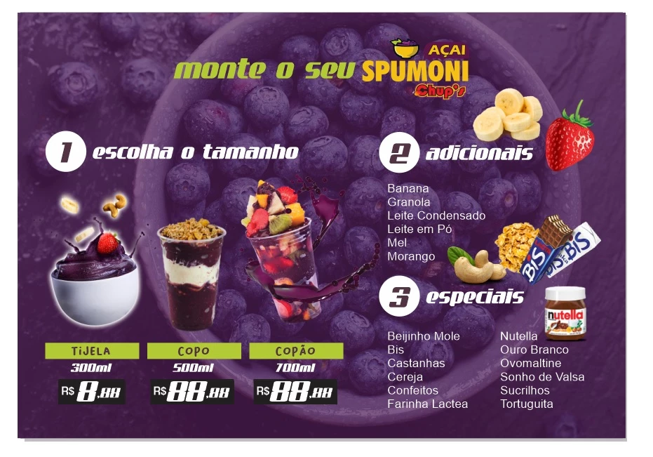 
Cardápio Açaí para Balcão



