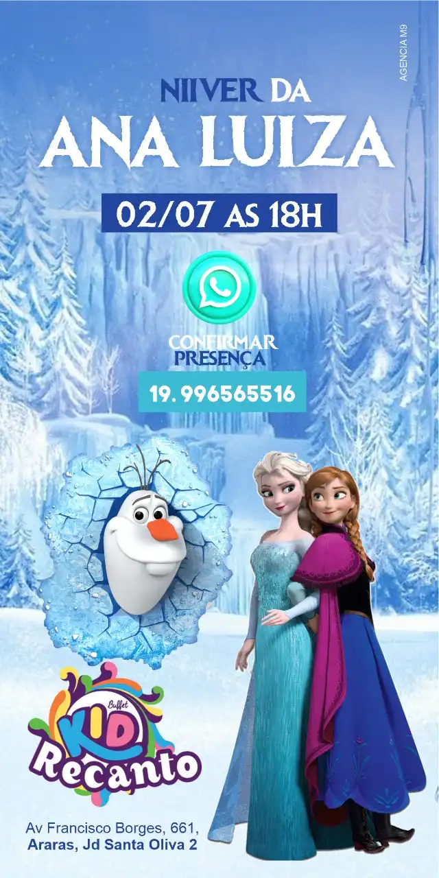 
Convite Digital Tema Frozen Aniversário



