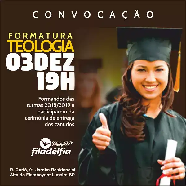 Convite de Formatura de Curso de Teologia
