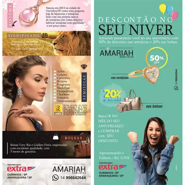 Folder criado para Loja de Bolsas e Semijoias no Hipermercados Extra
