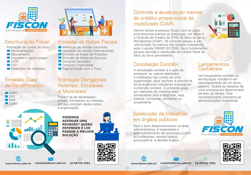 Folheto Administração de Contabilidade Fiscal
