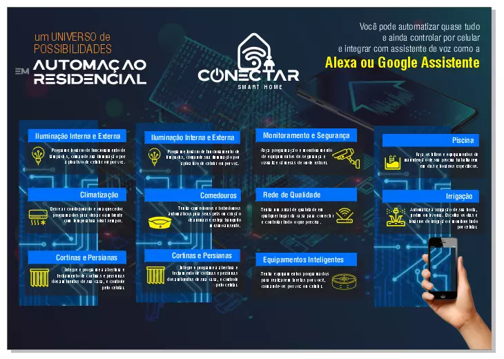 Layout Folheto Apresentacao Empresa de Automação Residencial Alexa Google Assistente