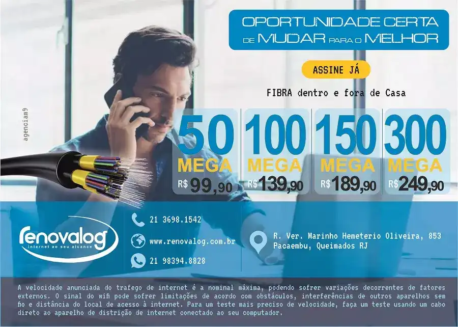 Folheto Horizontal criado para Empresa de Internet Banda Larga Fibra Óptica
