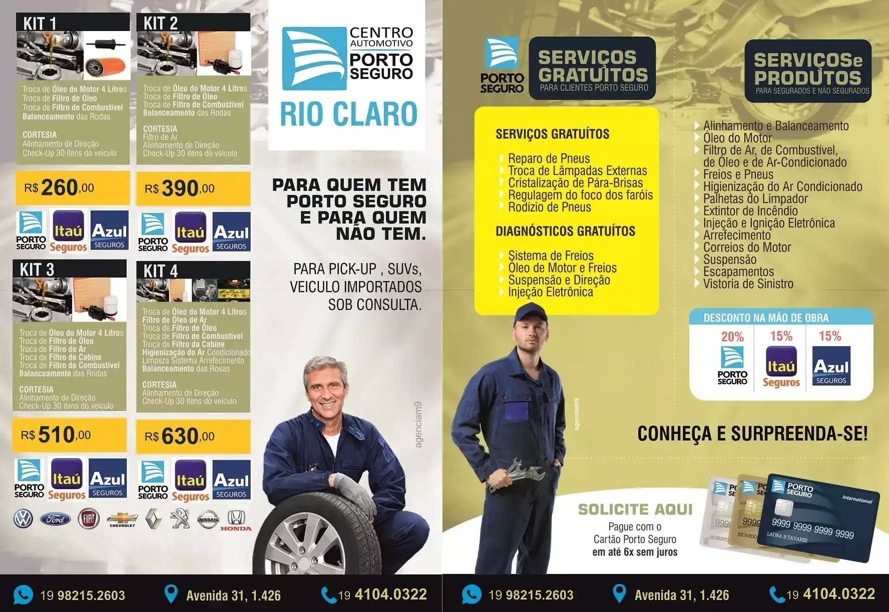 Folheto criado para Centro Automotivo Porto Seguro de Rio Claro

