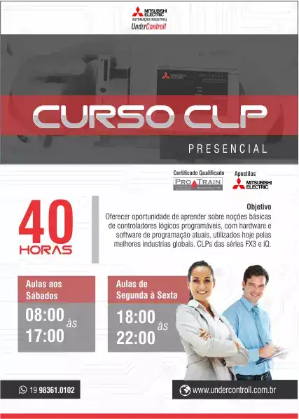 Folheto criado para Divulgação de Curso CLP Mitsubishi Electric
