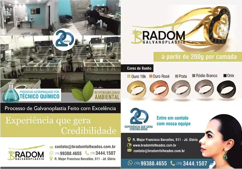 Folheto criado para Divulgação em Feira de Joias Alljoias para empresa de Galvanoplastia
