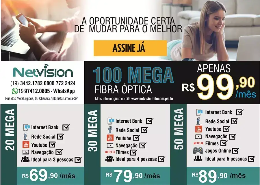 Folheto criado para divulgar pacotes da planos de Internet Banda Larga
