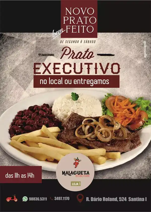 Folheto de Divulgação para Almoço Executivo e Prato Feito criado para Restaurante de Limeira
