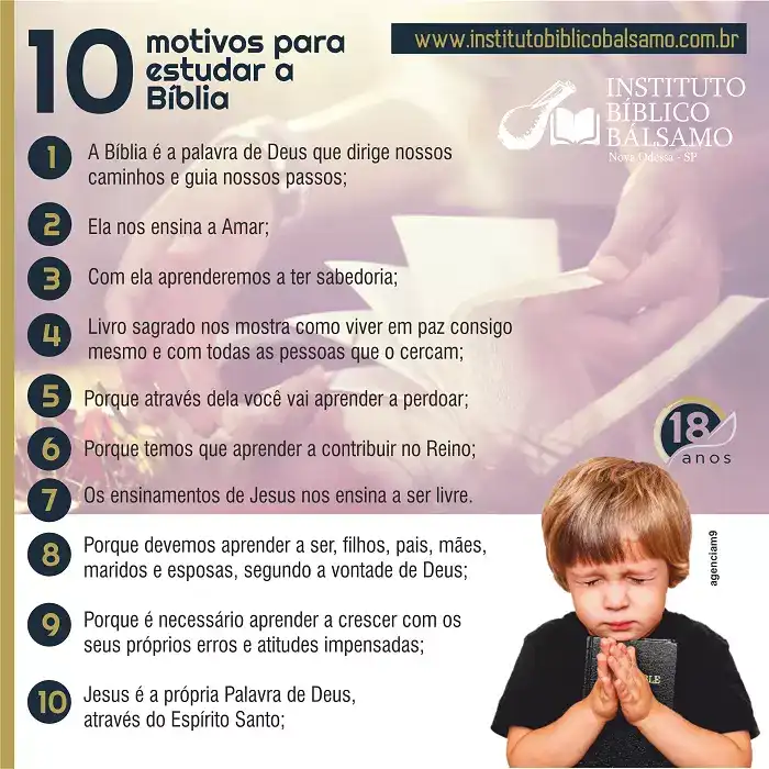 Infográfico sobre 10 Motivos para Estudar a Bíblica criado para Instituto de Teologia
