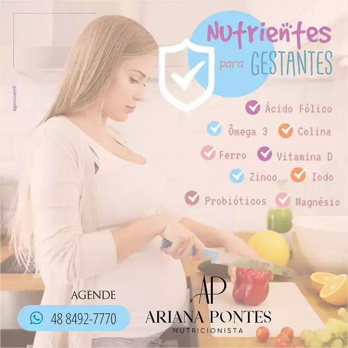 Infográfico sobre Nutrientes para Gestantes criado para Nutricionista de Santa Catarina
