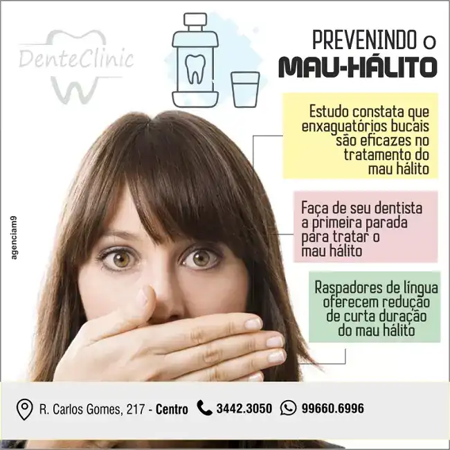 Infográfico sobre Prevenção de Mau Hálito criado para Clínica Odontológica
