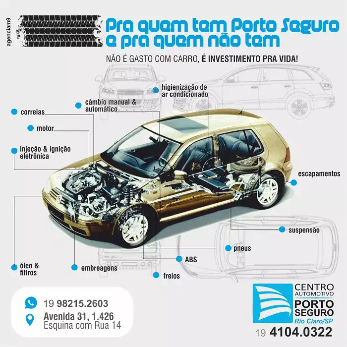 Infográfico sobre serviços de mecânica automotiva criado para centro automotivo
