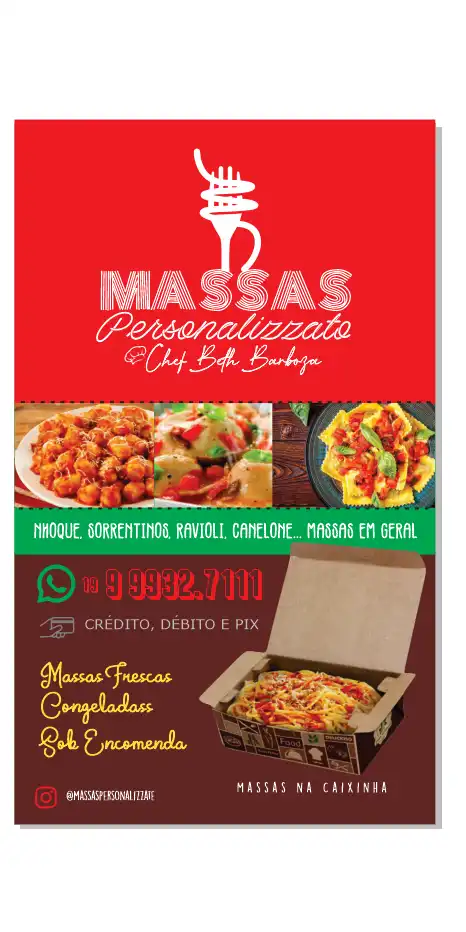 Layout Banner Massas Personalizadas Nhoque Sorrentinos Ravioli Canelone

