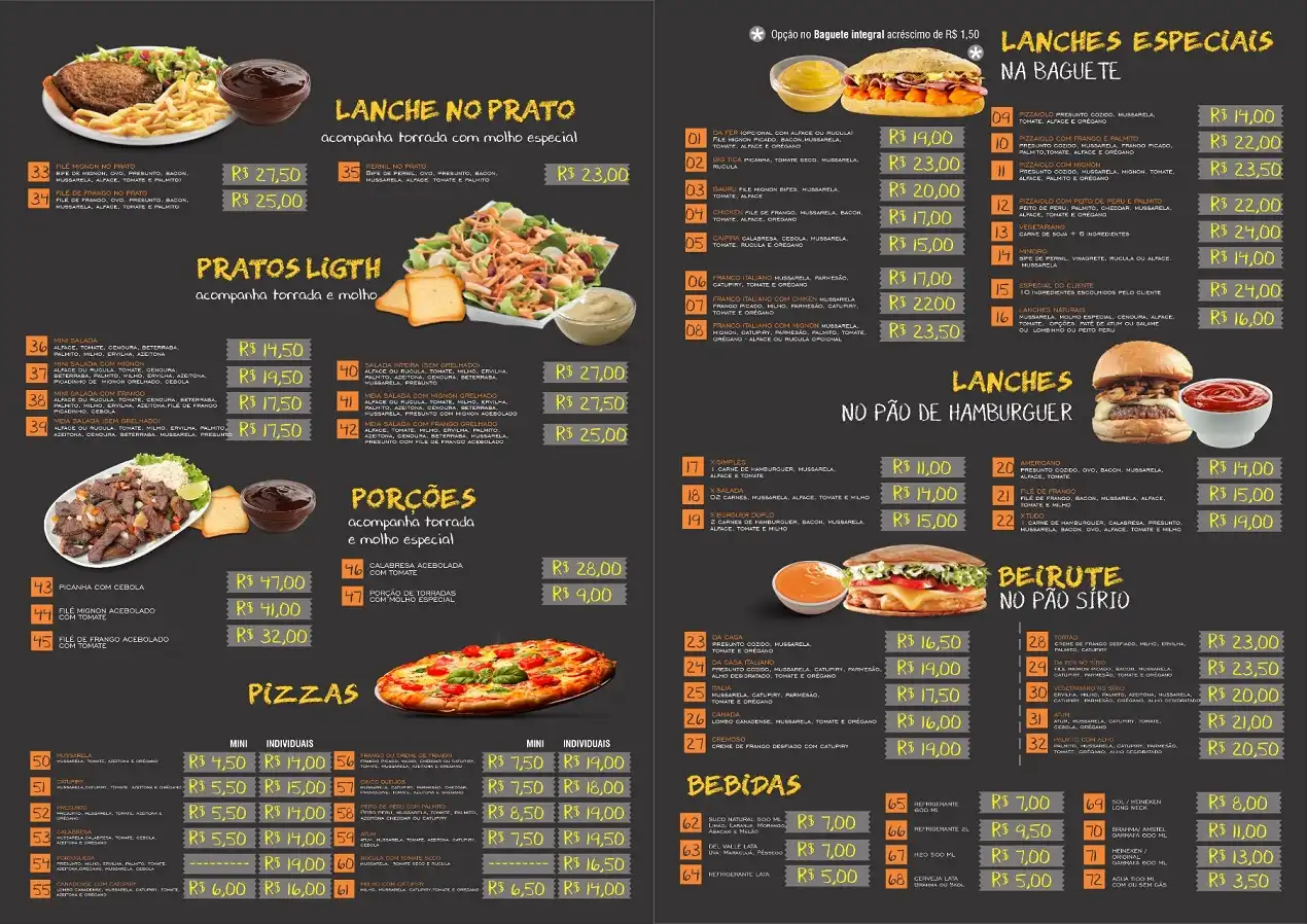 Layout de Cardápio para Lanchonete
