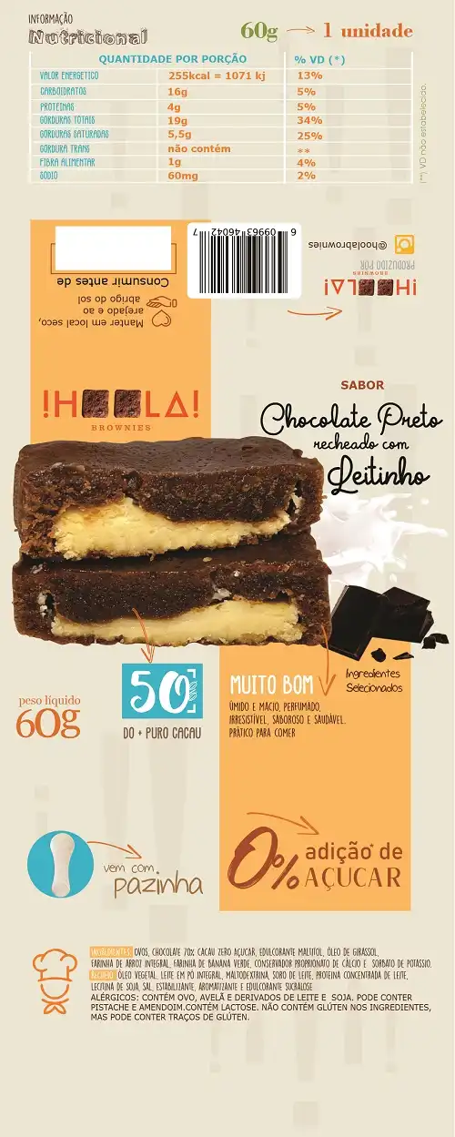 Layout para Embalagem de Bronie Sabor Chocolate Preto com Leite