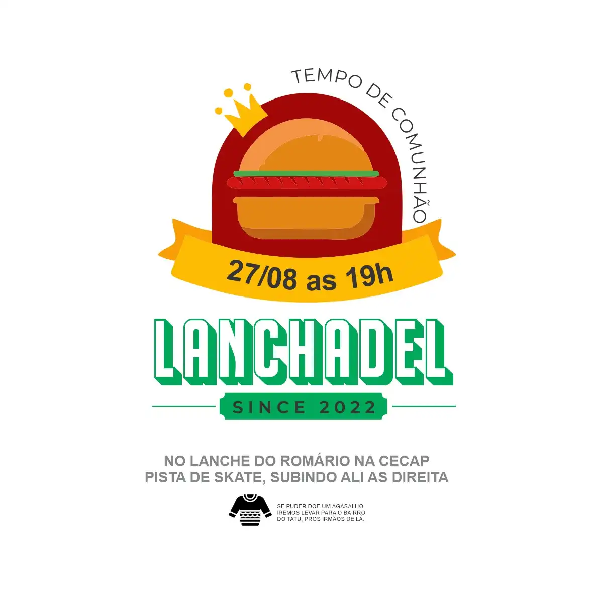 
Logotipo Lanches e Porções encontro de igreja para arrecadação de agasalhos




