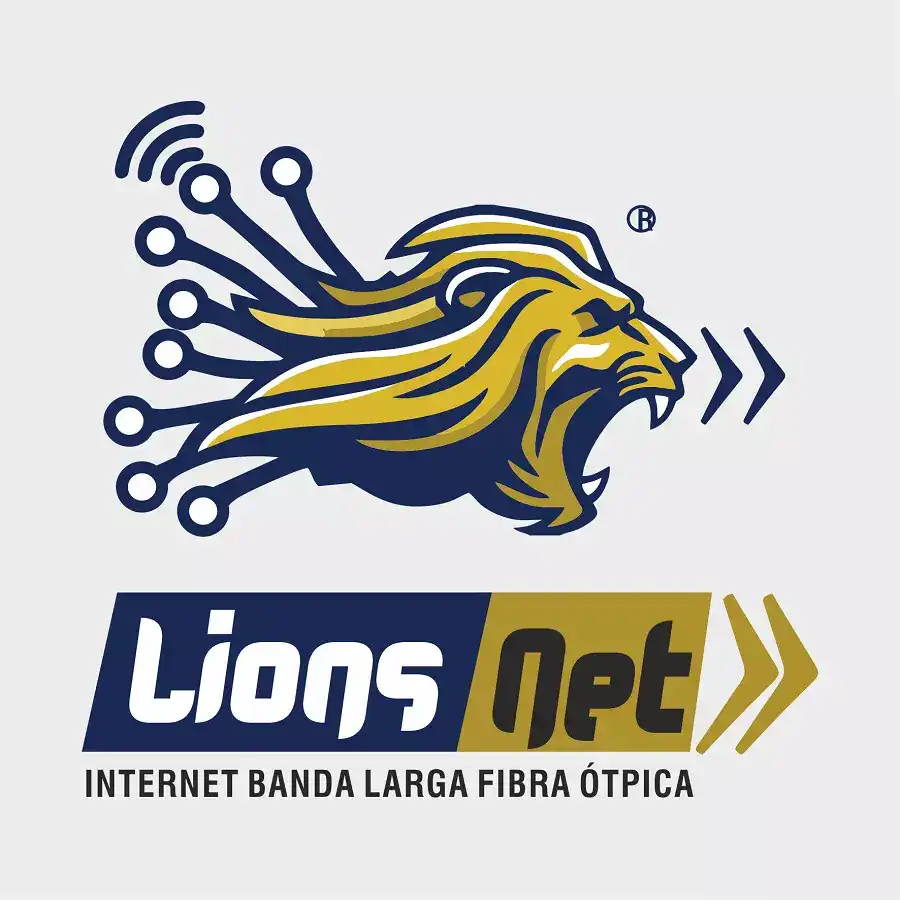 Logotipo criado para empresa de internet banda larga fibra óptica Lions Net
