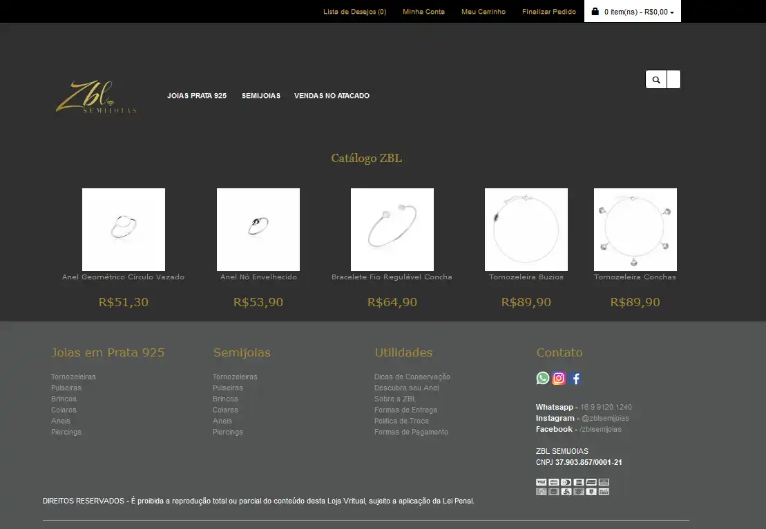 Loja Virtual Semijoias ZBL Joias
