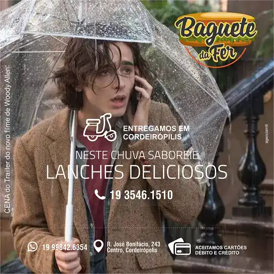 
Nesta Chuva Peça seu Lanche pelo Delivery



