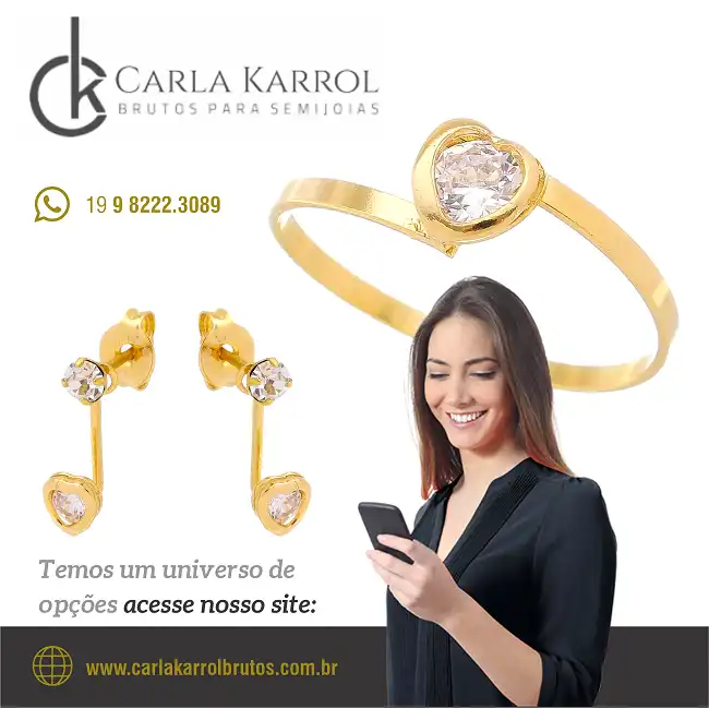 Propaganda Anel e Brinco de Coração com Zircônia
