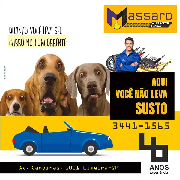 Propaganda Criativa com o tema Aqui você não leva susto criada para Oficina Mecânica de Limeira
