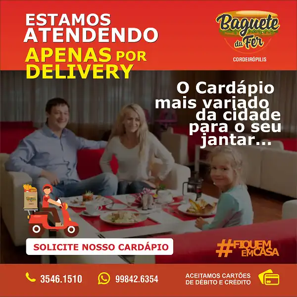 Propaganda Delivery de Lanchonete e Baguete para Jantar
