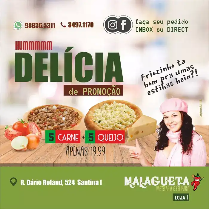 Propaganda Esfirra de Carne e Esfirra de Queijo criada para Lanchonete
