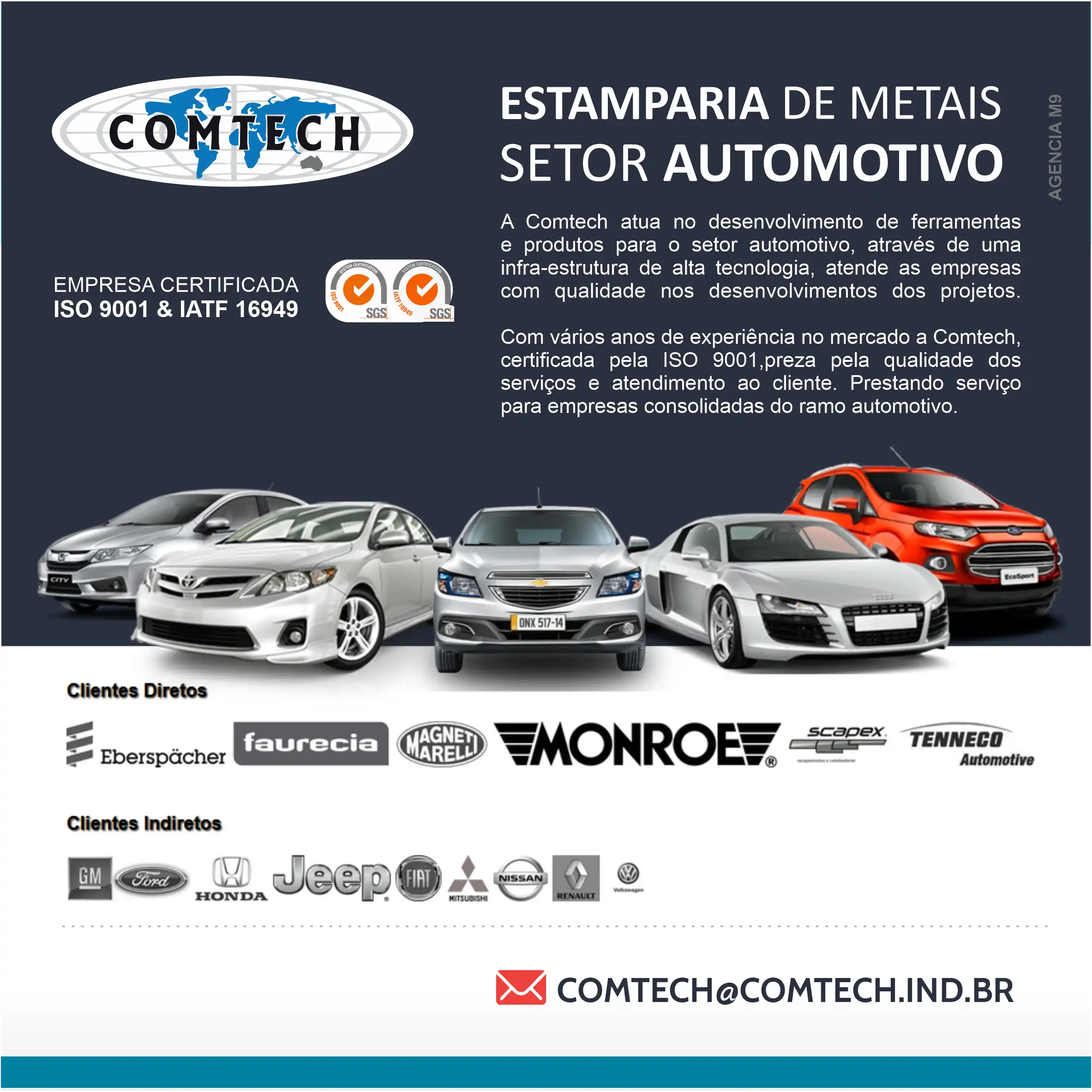 Propaganda Estamparia de Metais Setor Automotivo Industrial quatro rodas
