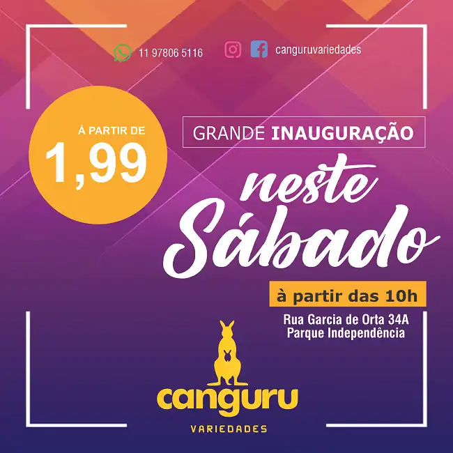Propaganda Inauguração de Loja 1 e 99
