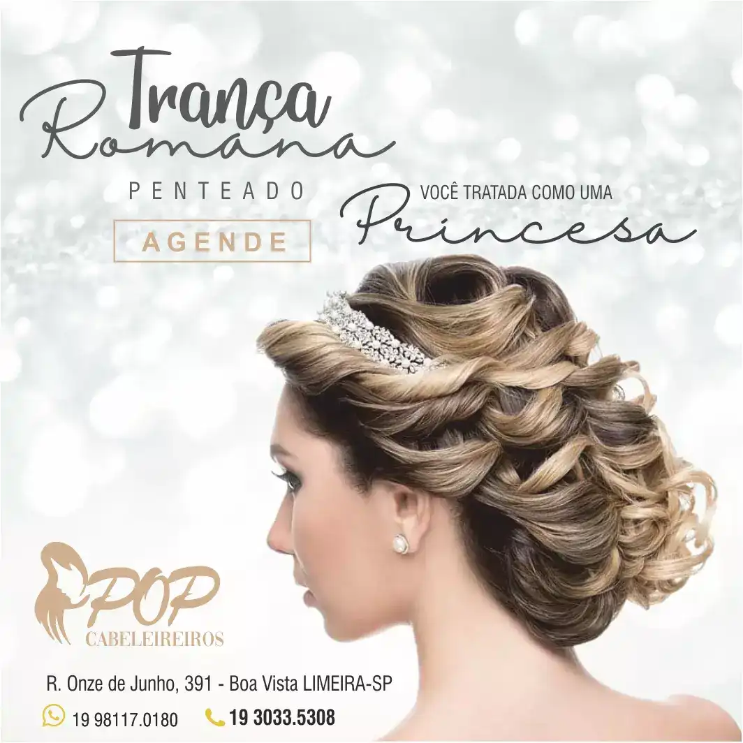 Propaganda Instagram Sobre Penteado Trança Romana criada para Salão
