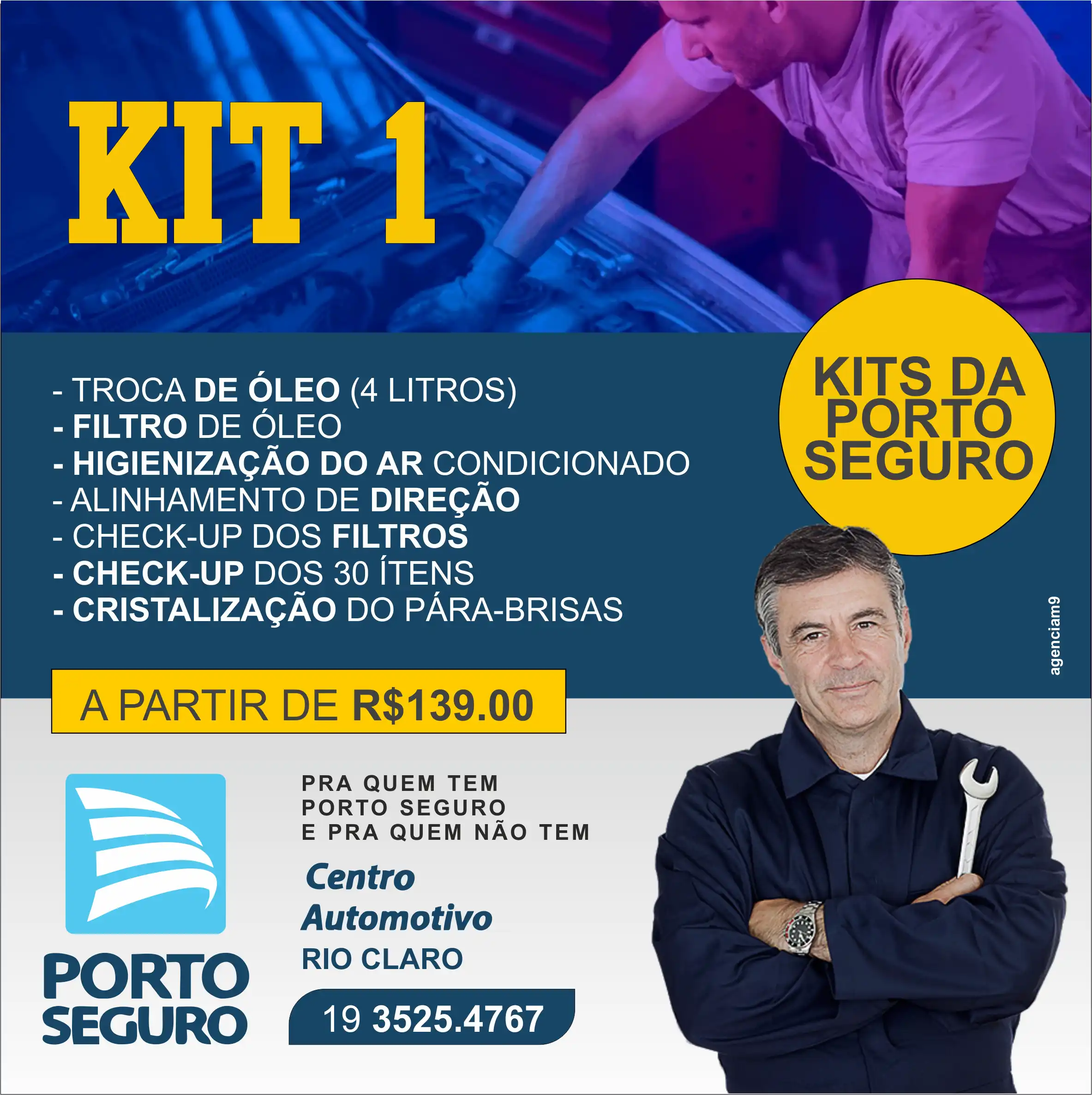 Propaganda Kits de Cuidados e Manutenção do Veículo Centro Automotivo Porto Seguro
