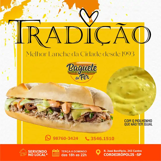 Propaganda Lanche na Baguete Tradicional
