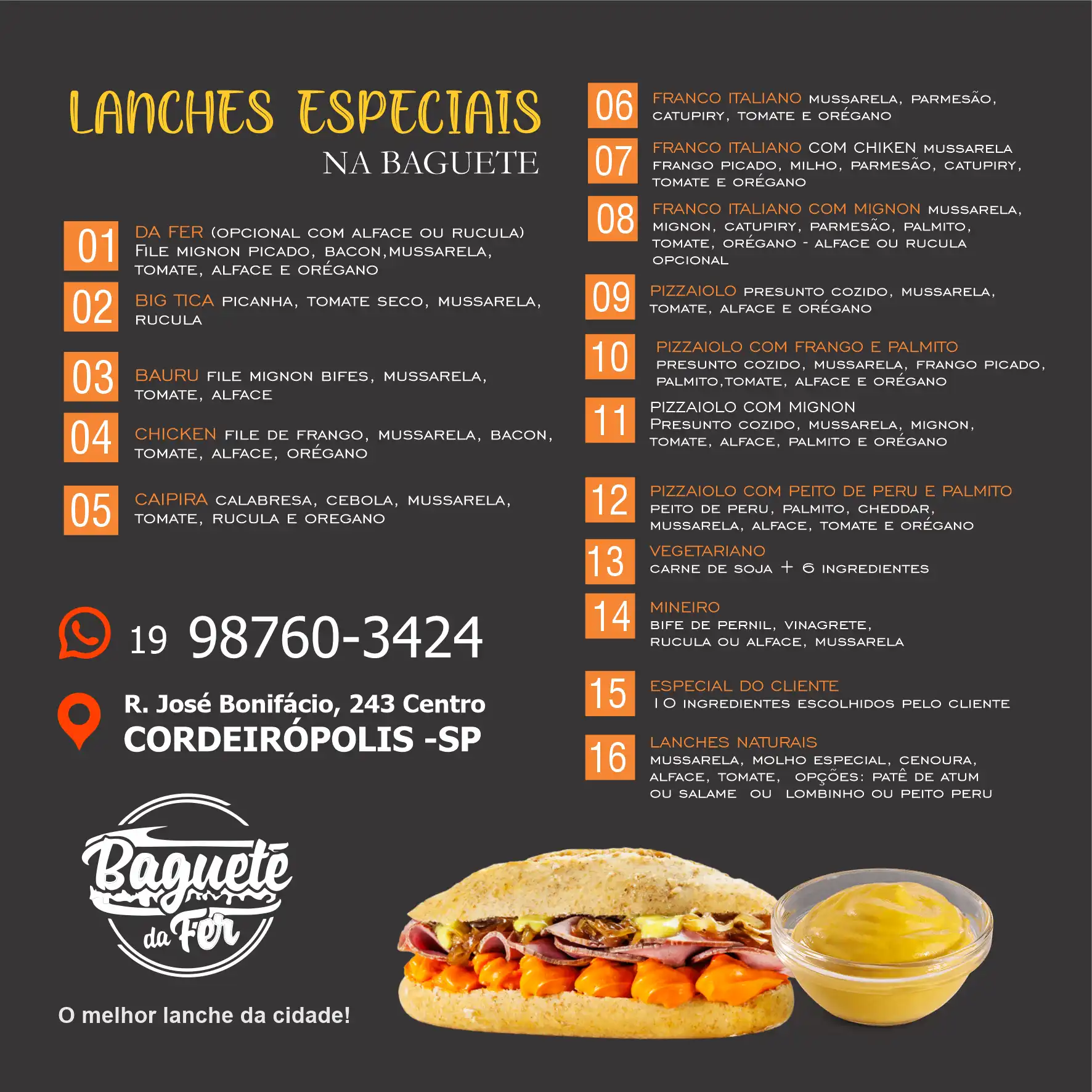 Propaganda Lanches Especiais na Baguete
