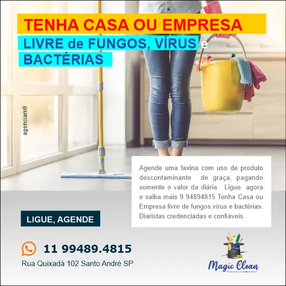 
Propaganda Limpeza Contra Fungos Vírus e Bactérias em Ambientes Residenciais e Empresarial



