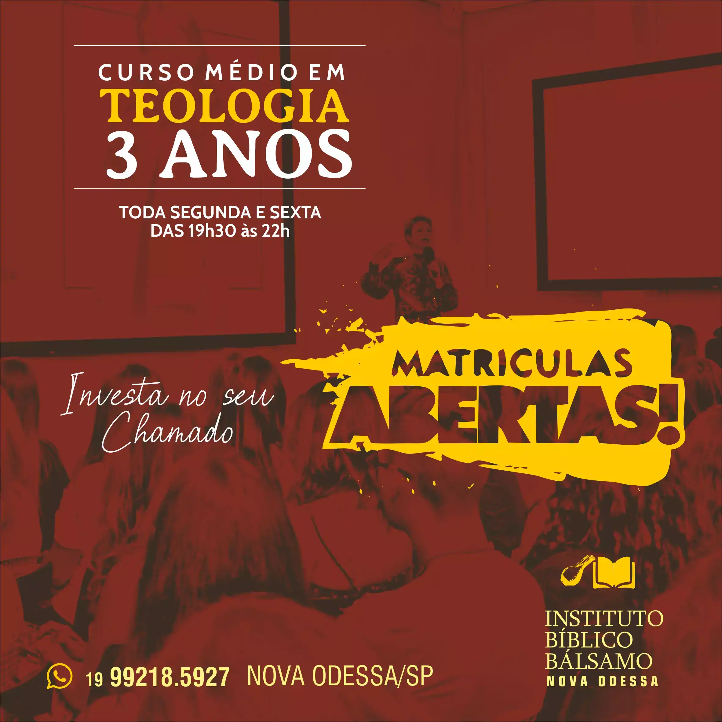 Propaganda Matrículas Abertas Curso Teologia

