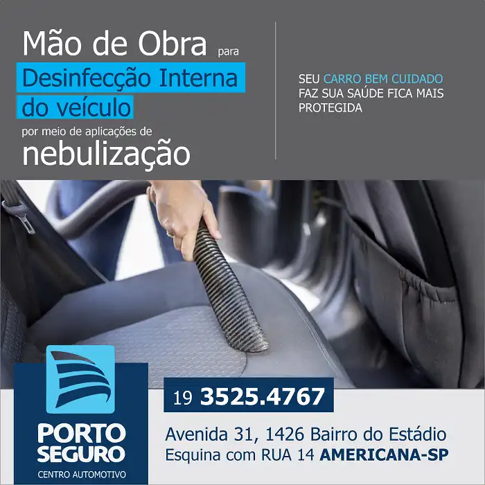 Propaganda Mão de Obra Desinfecção Interna do Veículo com Nebulização

