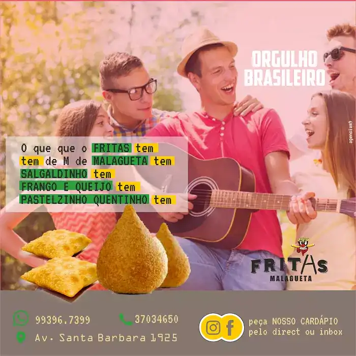 Propaganda Orgulho Brasileiro criado para lanchonete de coxinha e pastel de Limeira

