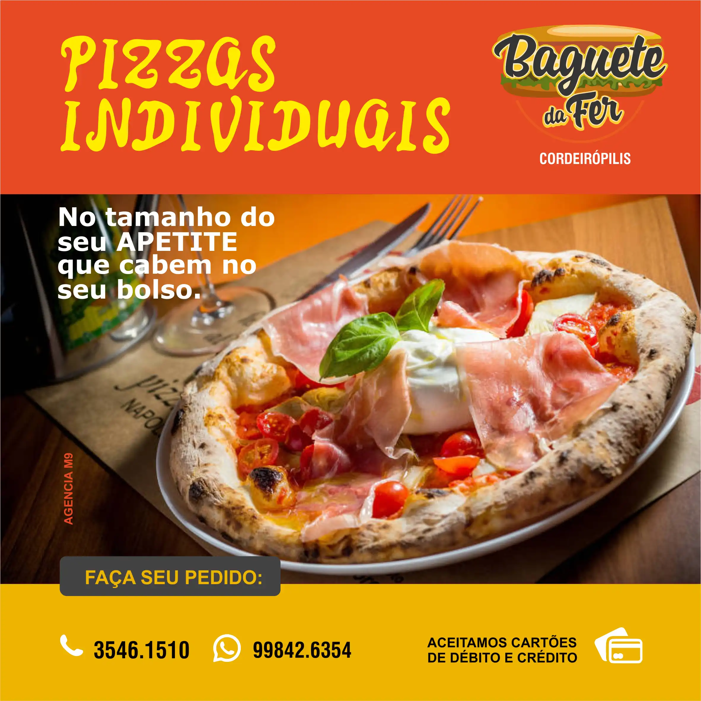 Propaganda Pizzas Individuais Delivery de Lanchonete

