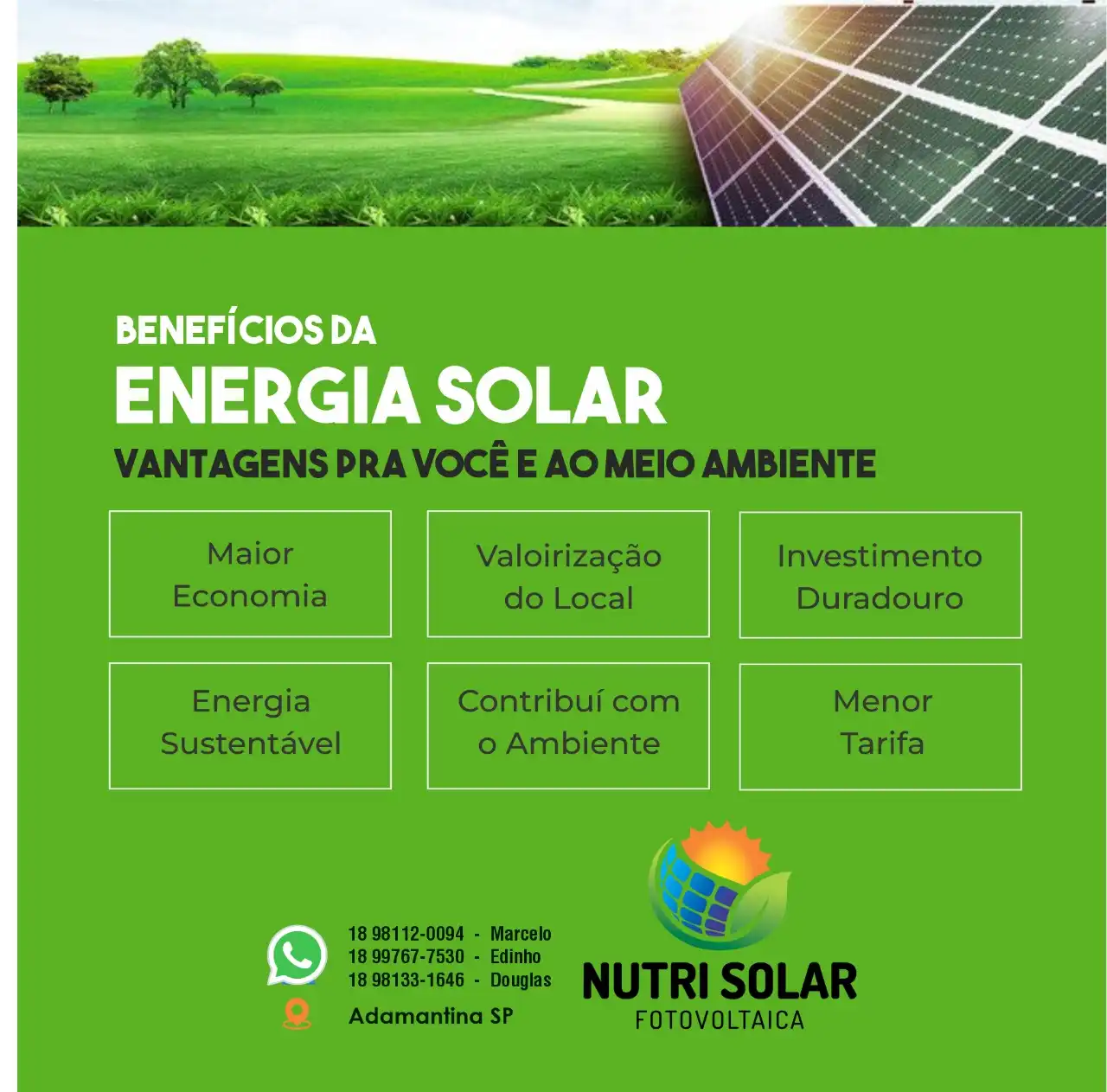 
Propaganda Post Benefícios da Energia Solar Casa e Meio Ambiente




