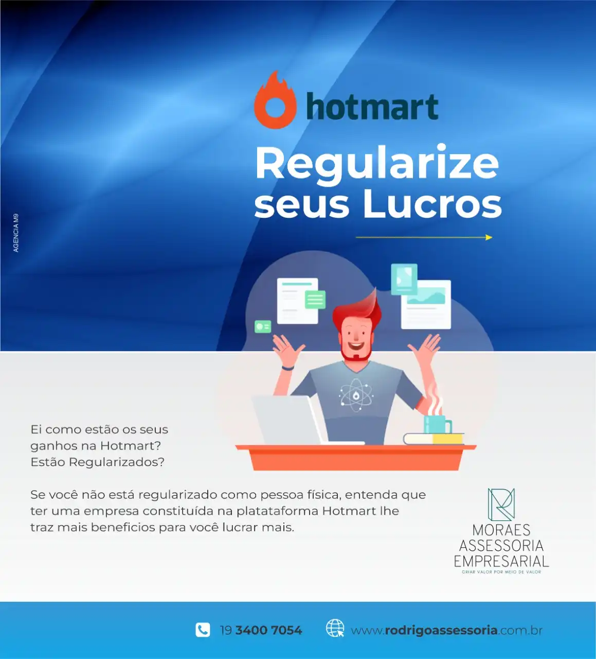 
Propaganda Post sobre Regularização de Lucros Hotmart para Escritório de Contabilidade



