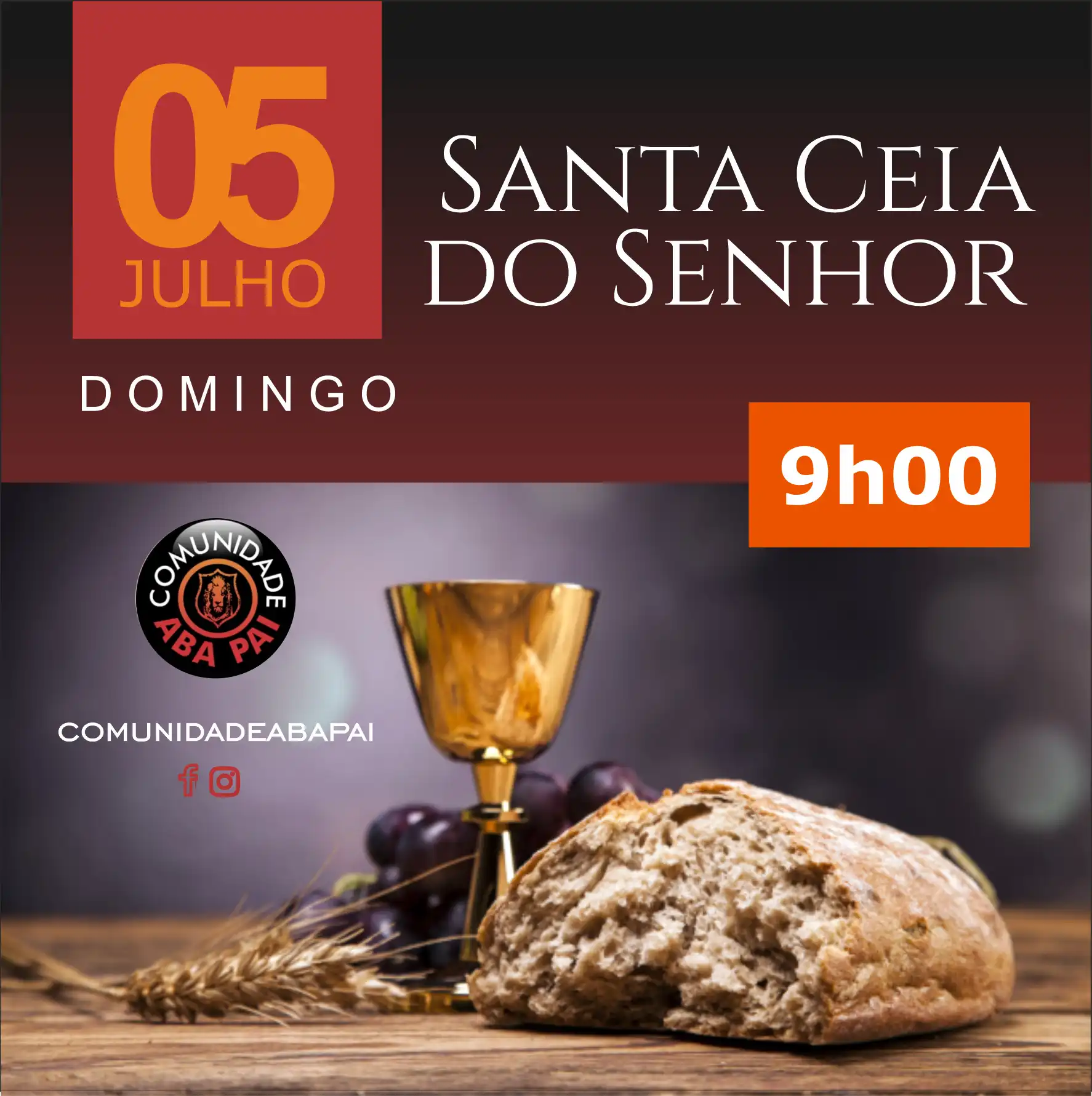 Propaganda Santa Ceia do Senhor de Domingo de Manhã
