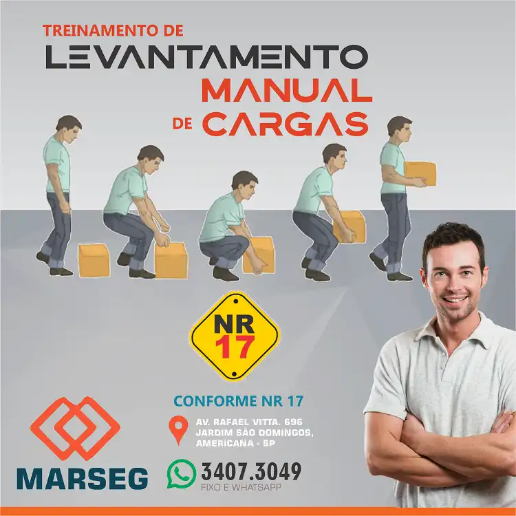 Propaganda Treinamento Levantamento Manual de Cargas NR 17

